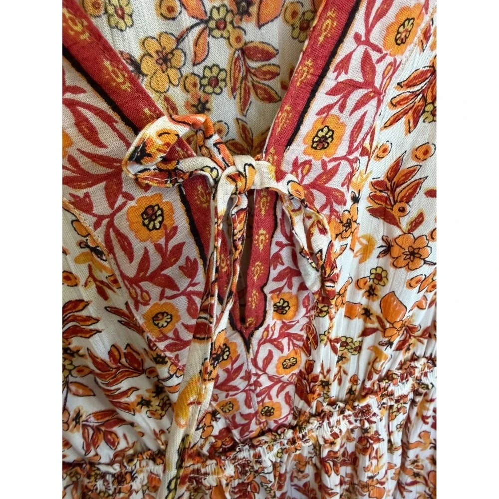Lola‎ P. Floral Festival Cottagecore Midi Dress Peasant Boho Tiered Womens XL